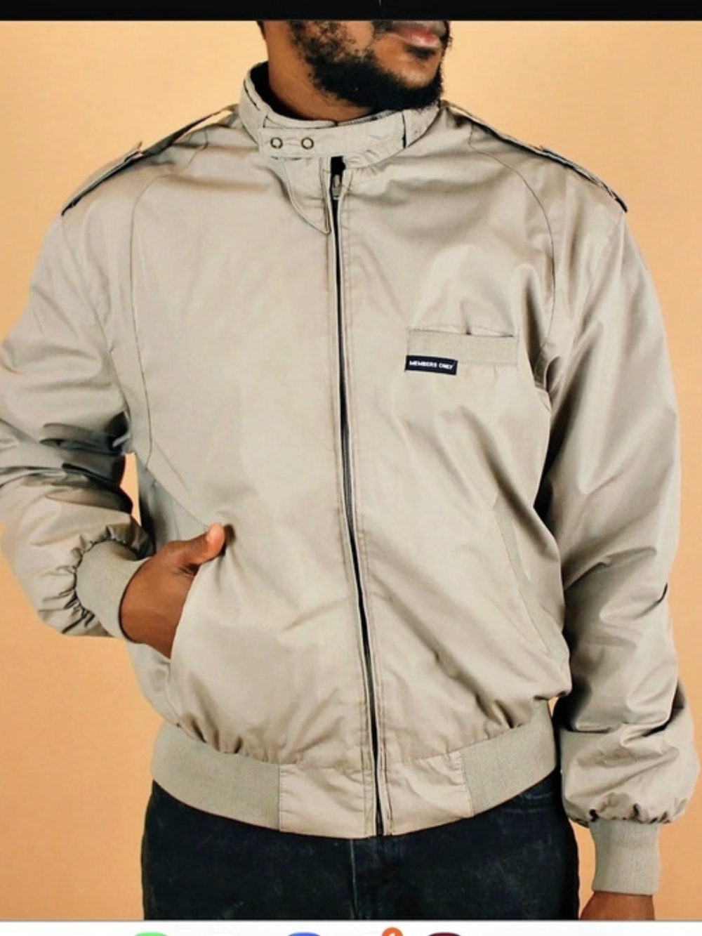Members Only Iconic Racer Jacket Men's Gray Jacket Size Large